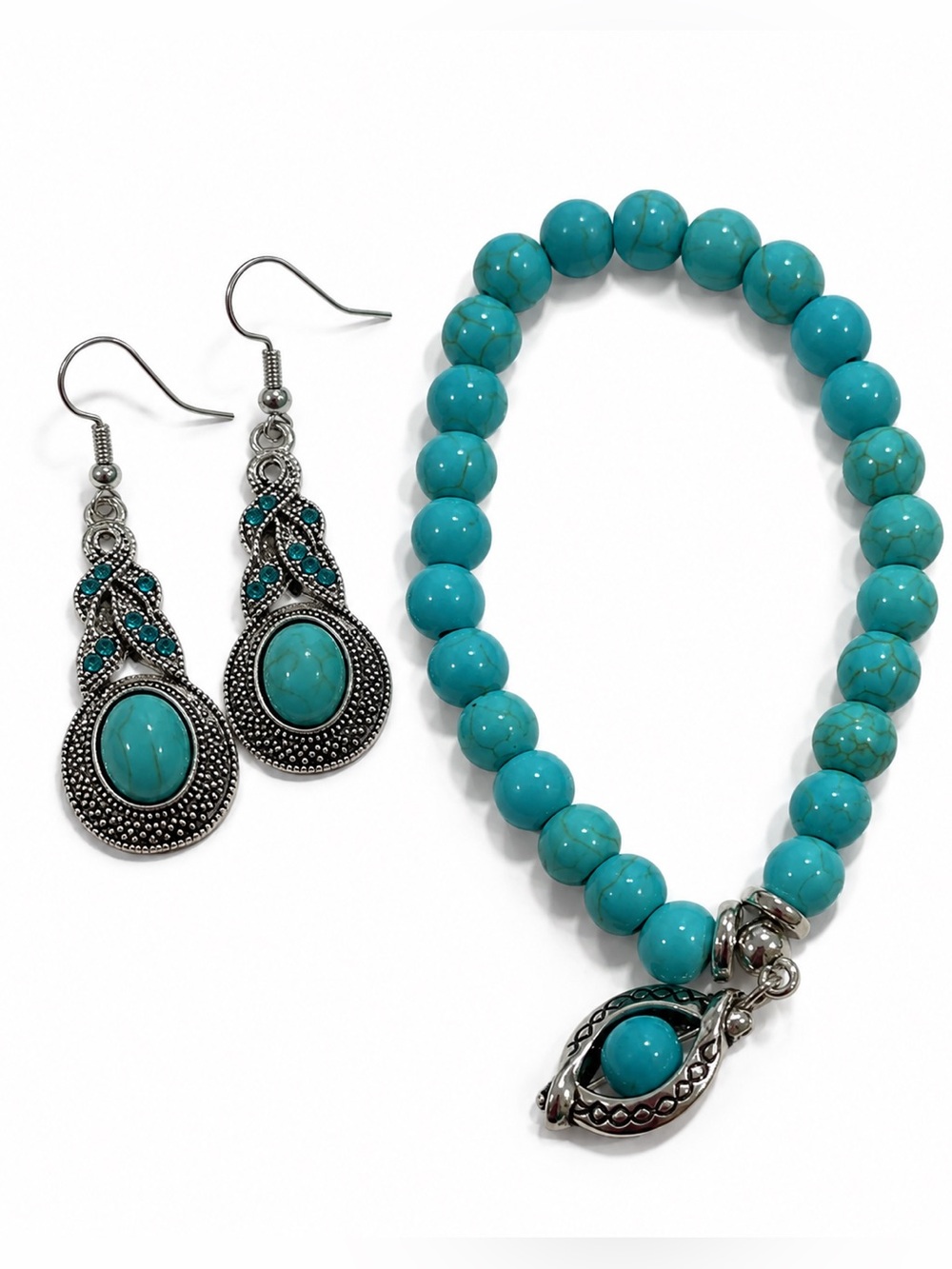 Luxury Turquoise Bead Stretch Bracelet Set - Picture 4 of 13